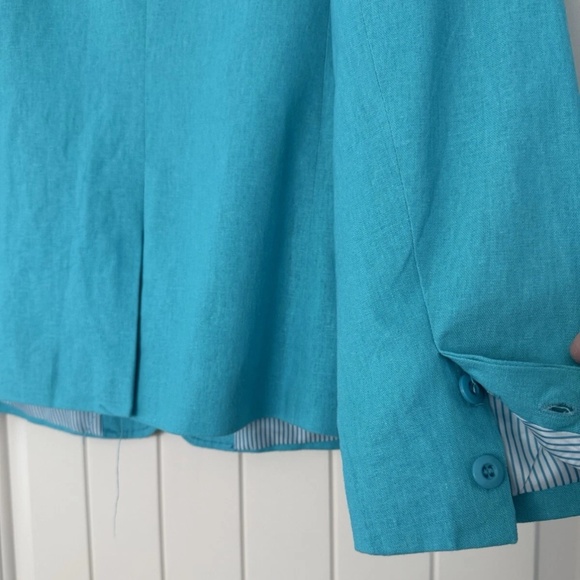 Harve Benard Women’s Linen Blend Scuba Blue Blazer Size 12 - Picture 5 of 10
